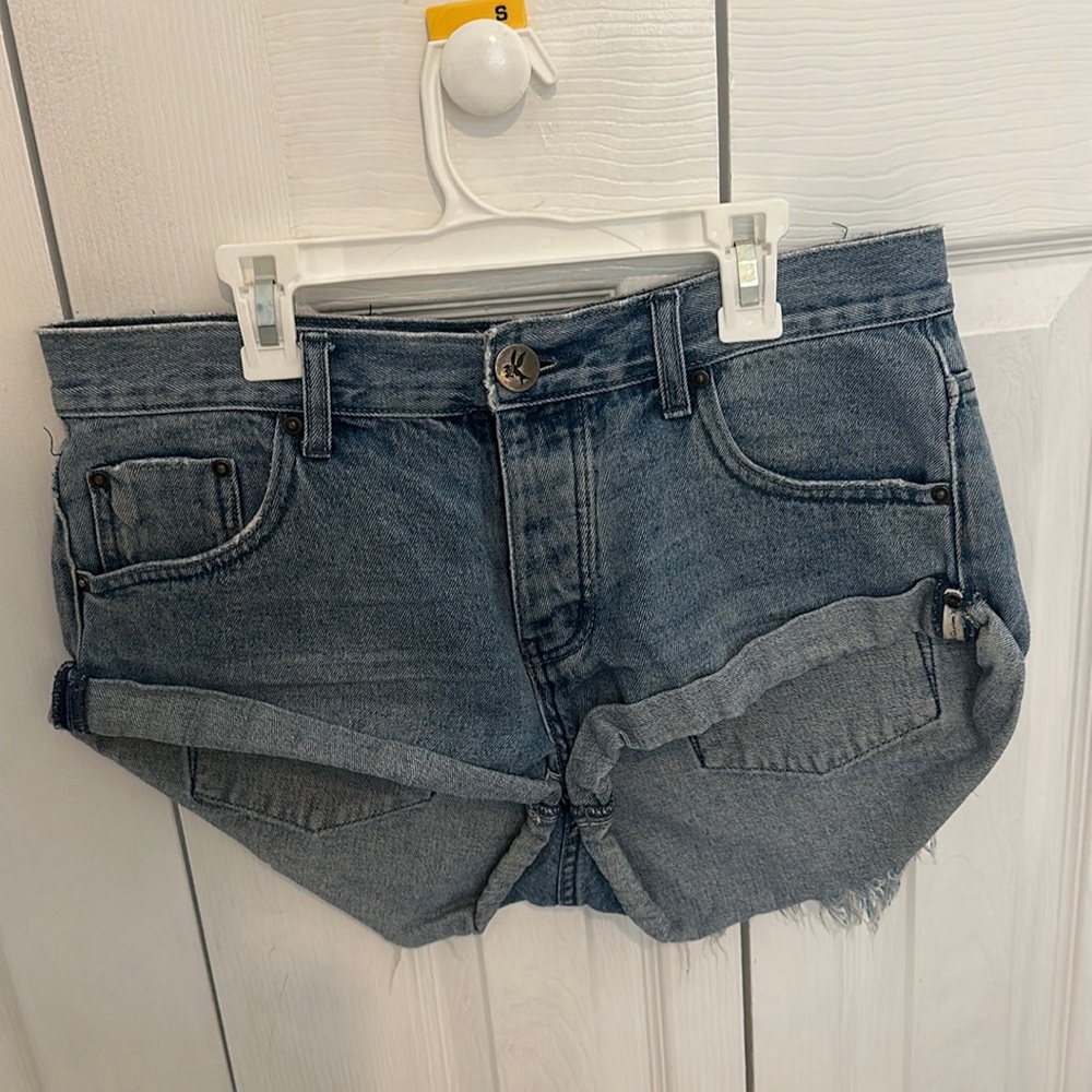 One teaspoon denim shorts medium wash with patch work